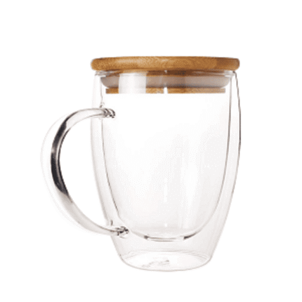 Blakka - Double Wall Glass Mug with Bamboo Lid 1