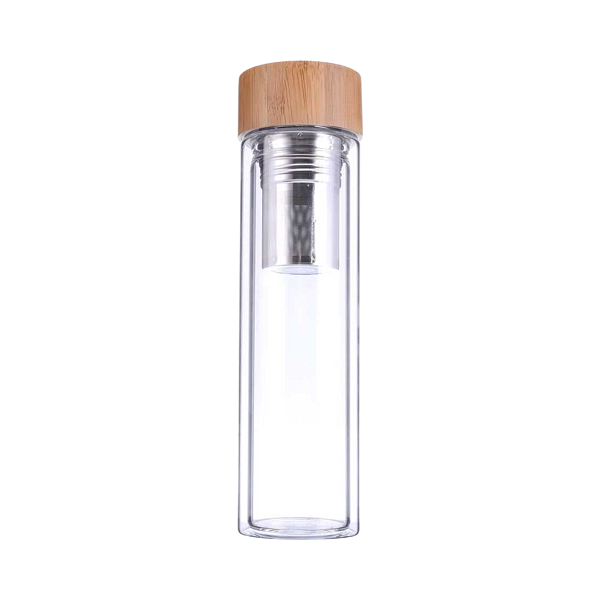 Livra - Double Wall Glass Bottle with Bamboo Lid 1 Livra - Double Wall Glass Bottle with Bamboo Lid 1