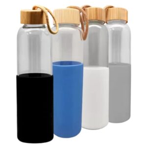 eco-friendly glass bottle with bamboo lid for events