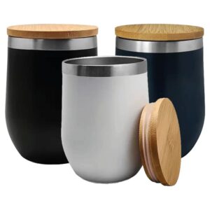 Eco friendly stainless steel mug with bamboo lid