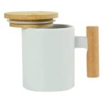 Corporate gift ceramic coffee mug with bamboo handle