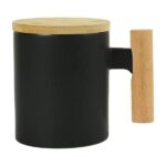 Luxury branded coffee mug with bamboo handle