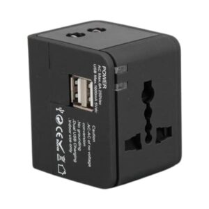 Anaimi travel adapter with global outlet types and USB ports