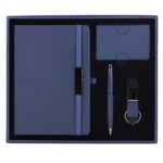 Corporate gift set with pen notebook RFID card holder and keychain