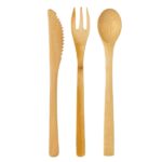 Eco-neutral bamboo cutlery set with cotton pouch