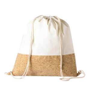 Cotton drawstring bag with cork base for eco-friendly gifting