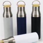 Damaru recycled stainless steel flask with bamboo lid