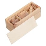 Eco-friendly 3-piece brain teaser set in pine wooden box