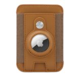 Best magnetic phone holder with Airtag pocket brown