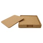 Bulk set of 4 cork coasters with cork stand for corporate gifting