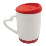 Customizable ceramic coffee mug with silicone cap and base