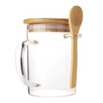 Elegant glass mug with bamboo lid