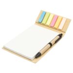 Notepad with sticky notes and pen