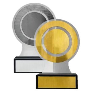 Round shape trophy in gold and silver