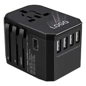 Universal Travel Adapter with light-up logo by Sesamo