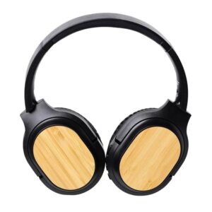 Eco-friendly Bluetooth headphones in a recycled kraft