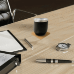 Elnok - Set of 4 Cork Coasters with Cork Stand - Image 3