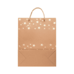 Holiday kraft bag with attached gift tag