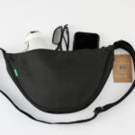 half moon recycled crossbody bag black