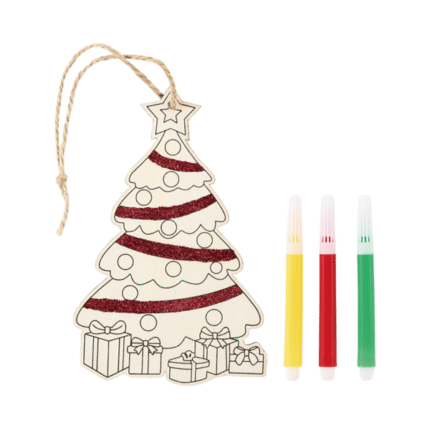 Wooden Christmas tree coloring set