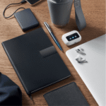 Premium notebook with metal accent