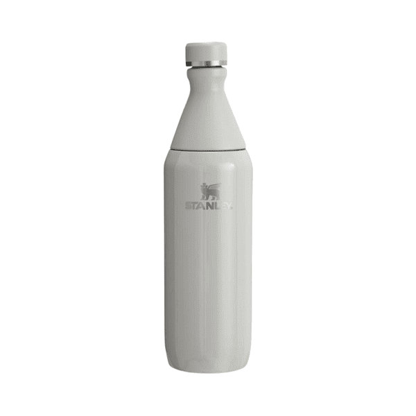 stanley-600ml-recycled-steel-slim-bottle Durable recycled steel slim water bottle with vacuum seal