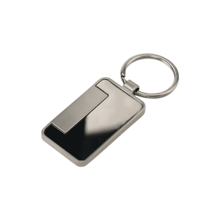Executive promotional keychain with split-tone design
