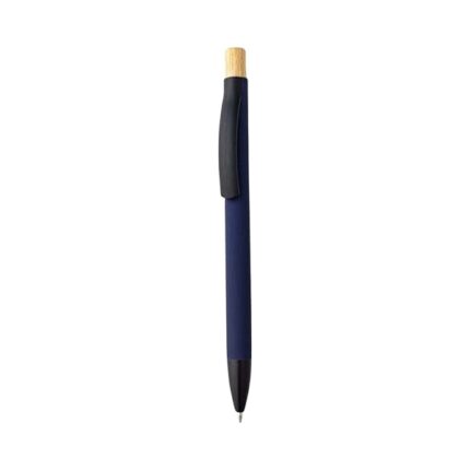 Aluminium push action ballpoint pen blue ink for office writing