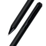 Facet diamond texture black metal pen