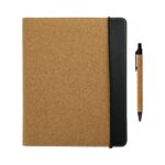 Cork cover folder B5 size with notepad and pen